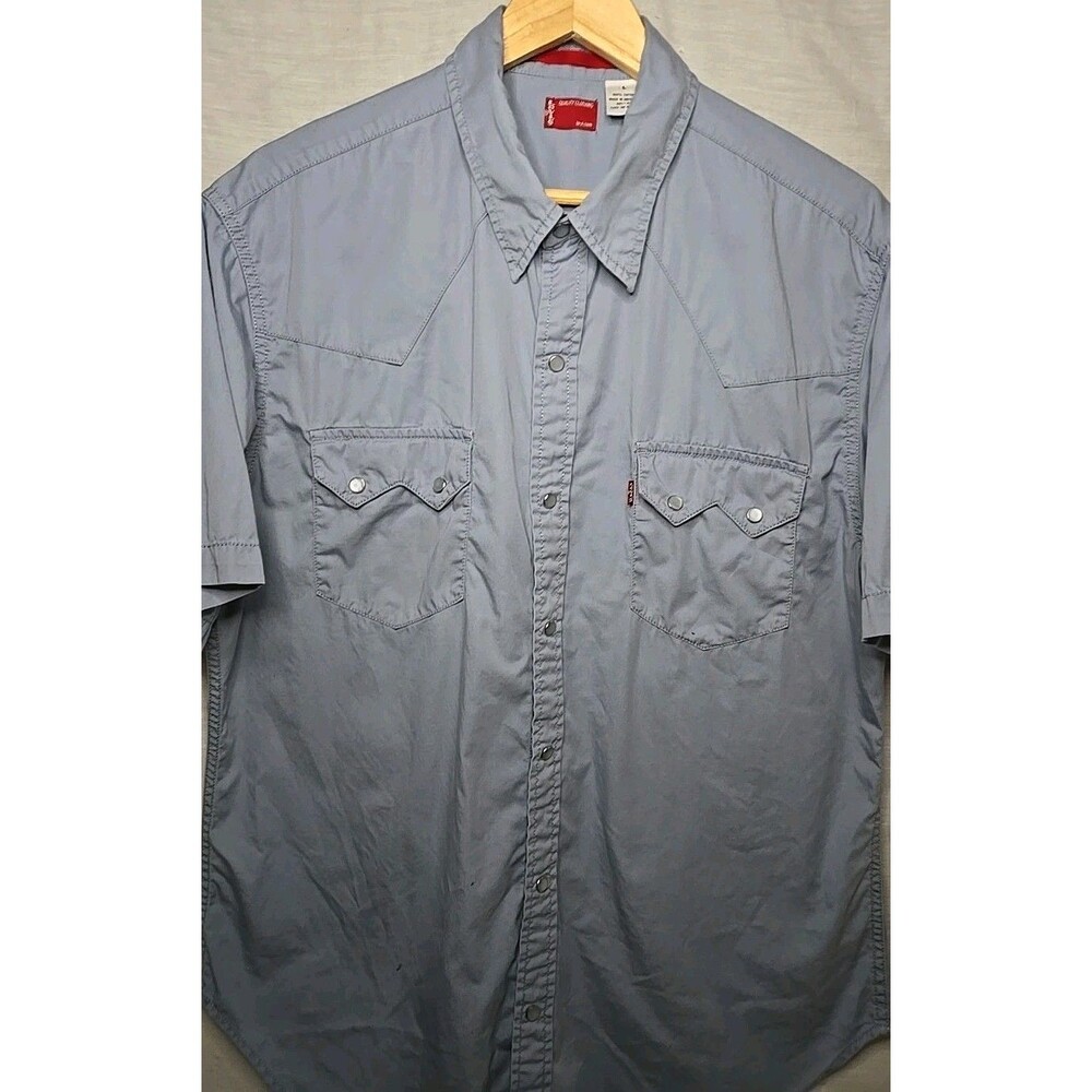 Levi's Pearl Snap Short Sleeve Shirt Western, Sz Lg, Blue WPL423